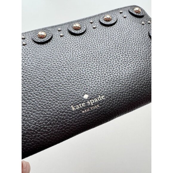 KATE SPADE Neda Black Leather Studded Continental Wallet - Picture 4 of 14